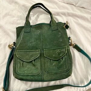 Fossil Brand leather green handbag
